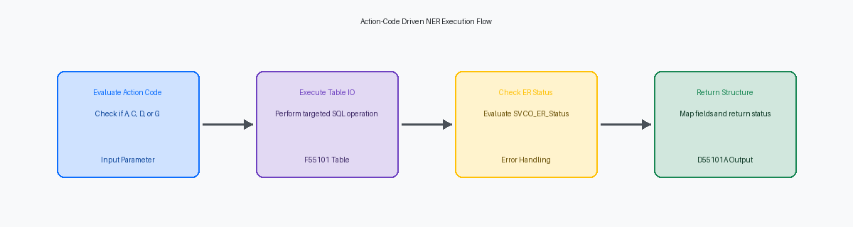 Action-Code Driven NER Execution Flow