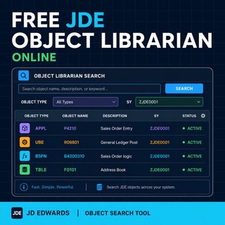 Ricerca JDE Object Librarian online gratuita