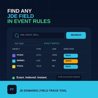 Free JDE FieldTracer Online – Search JD Edwards Event Rules